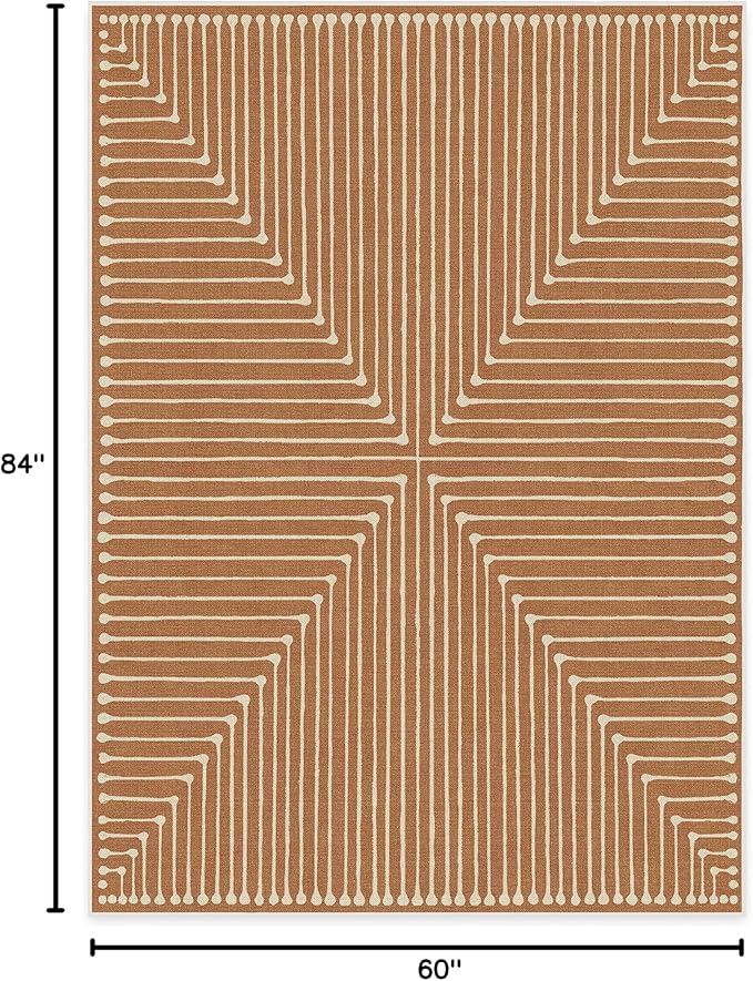 RUGGABLE x Jonathan Adler Machine Washable Modern Area Rug – Inkdrop Copper 5x7, Stain-Resistant, Non-Slip – Medium Rugs for Living Room, Bedroom, Hallway, Entryway & Office–with Cushioned Pad