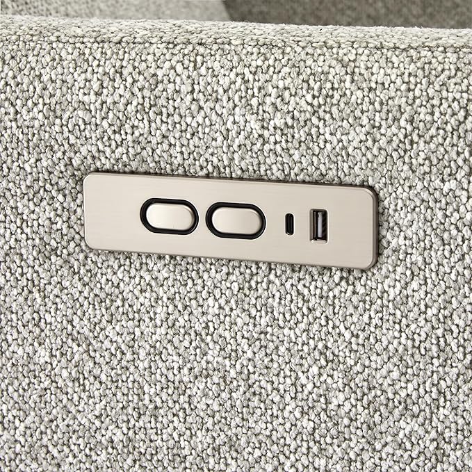 CHITA Swivel Accent Chair with Electric Footrests, FSC Certified Upholstered Living Room Sofa Chair with Power Motor, USB and Type-C Ports, Light Grey