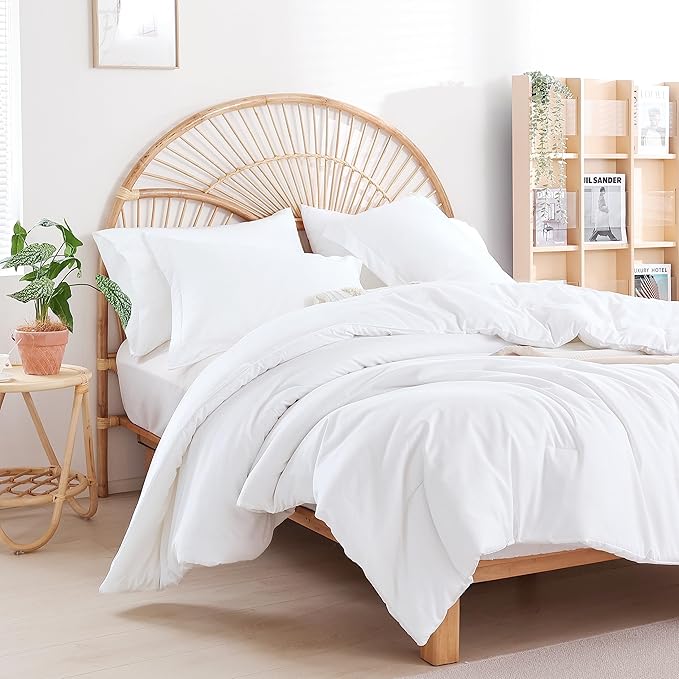 weigelia Twin Comforter Set 5 Pieces White Comforter Set for Women and Men Reversible Bedding Set Ultra Soft All Season（Comforters, Flat & Fitted Sheets, Pillowcases & Shams）