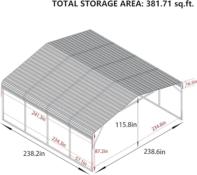 20x20 FT Carport with Metal Roof, Heavy Duty Metal Carport Canopy, Garage Car Shelter Shade for Outdoor, Car, Truck, Eggshell