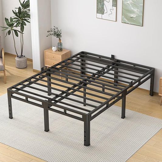 NKZ Full Size Bed Frame 20 Inch, Metal Bed Frame & Box Spring 2 in 1 Platform with Round Corner Legs, 4000lbs Weight Capacity Reinforced Metal Frame, Headboard Hole, Noise-Free, Easy Assembly