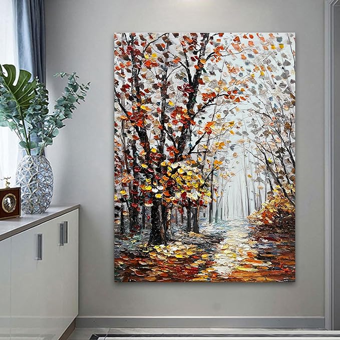 Art 40x28 inch Hand-Painted Forest Path Landscape Oil Painting Modern Art Wall Decoration