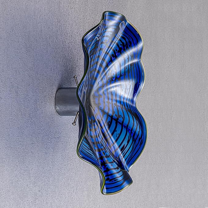 Hand Blown Glass Wall Plates Decor, Modern Unique Glass Wall Art, Murano Blown Glass Wall Art with Transparent and Easy to Clean for Staircase, Living Room, Kitchen, Hallway