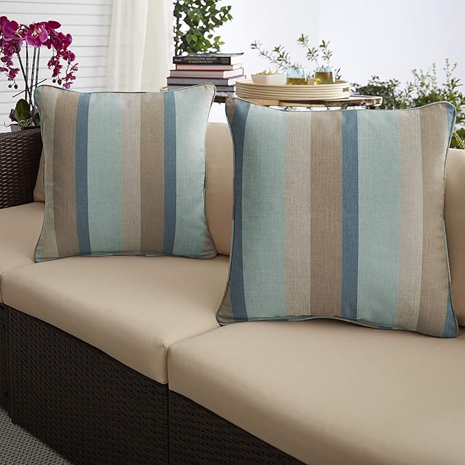 Sorra Home Sunbrella Indoor/Outdoor XL Corded Pillows, 24" x 24", Gateway Mist
