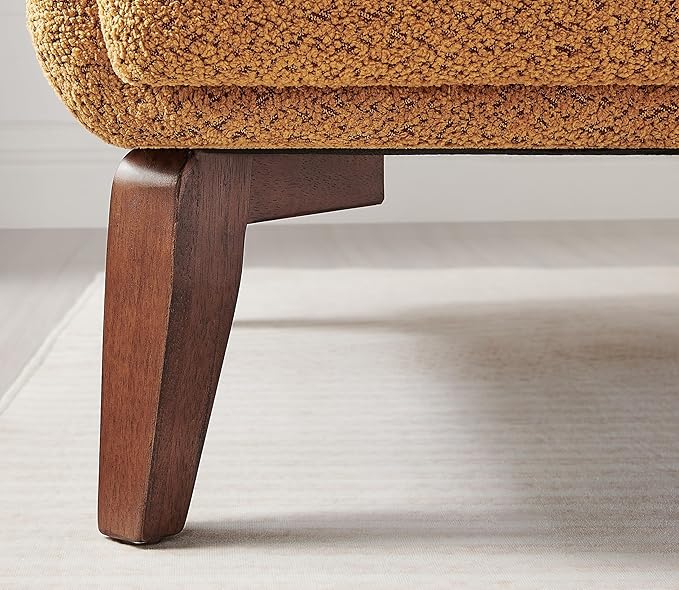 Oversized Accent Chair Modern Boucle Armchair for Living Room- 37" Wide Accent Chair with Solid Wood Legs, Curry Upholstered Lounge Chair for Bedroom & Office, Cozy Reading Chair (Easy Assembly)