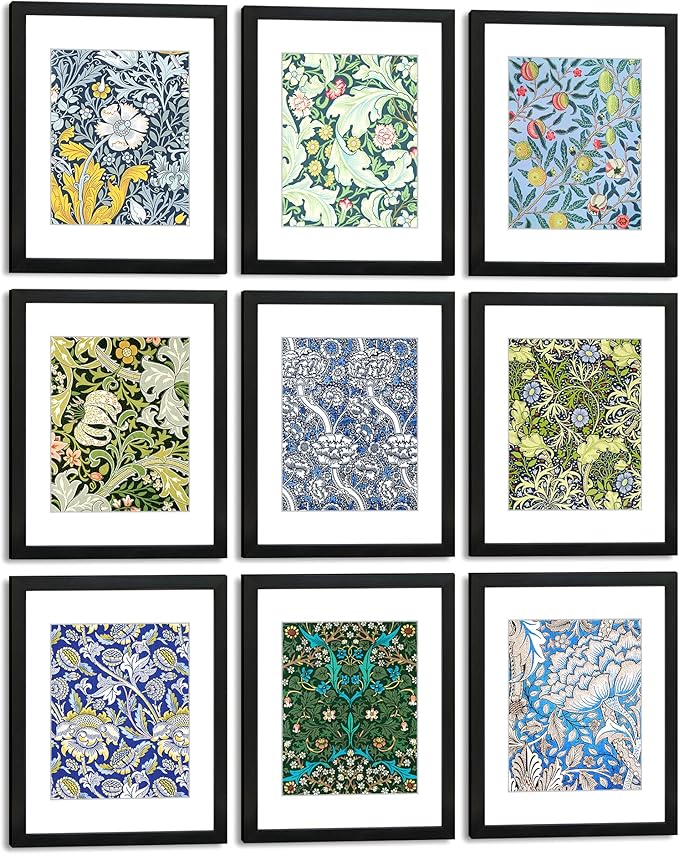 11x14 Picture Frame Set of 9 for Pictures 8x10 with Mat or 11x14 Without Mat, Wall Gallery or Tabletop display Photo Frames in Black