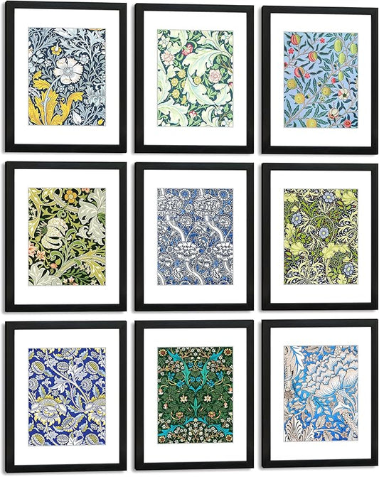 11x14 Picture Frame Set of 9 for Pictures 8x10 with Mat or 11x14 Without Mat, Wall Gallery or Tabletop display Photo Frames in Black