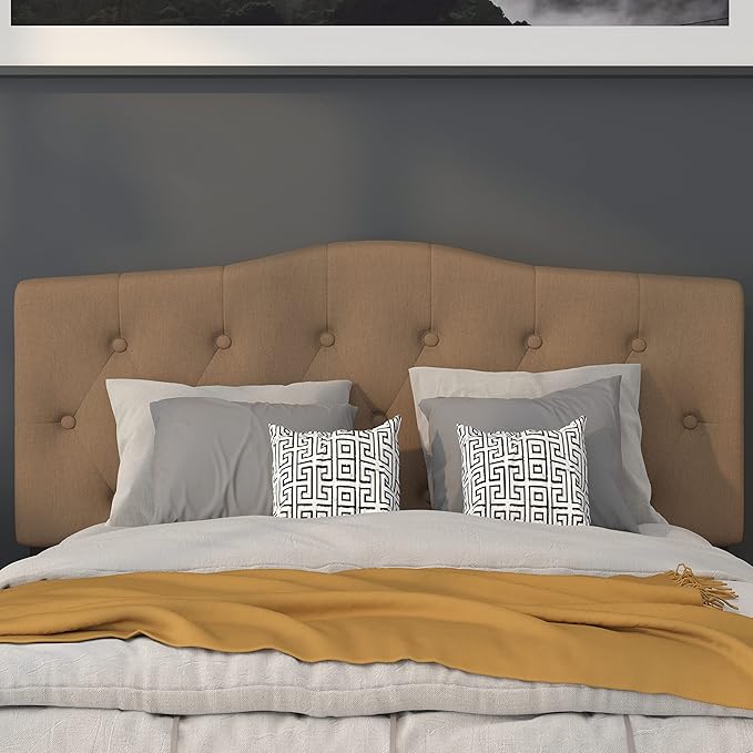 Flash Furniture Cambridge Tufted Upholstered Full Size Headboard in Dark Brown Fabric