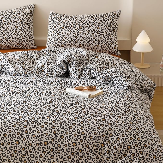 Cottonight Leopard Comforter Set Full Animal Cheetah Print Bedding Set 3 Pieces Leopard Print Comforter Fluffy Soft Bedding Set Kids Teens Full Comforter with 2 Pillowcases