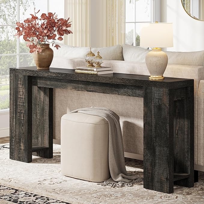 Tribesigns 70.9-Inch Extra Long Console Table, Farmhouse Wood Sofa Table Behind Couch, Narrow Entryway Accent Table for Living Room, Hallway, Entrance, Foyer, Black
