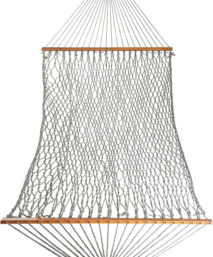 Original Pawleys Island 14DCOTG Deluxe Green Oatmeal Heirloom Tweed DURACORD Rope Hammock with Extension Chains & Tree Hooks, Handcrafted in The USA, 450 LB Weight Capacity, 13 ft. x 60 in.