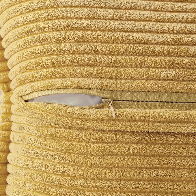 MIULEE Decorative Throw Pillow Covers for Couch Bed Livingroom 20x20 Inch Set of 2 Gold Boho Accent Throw Pllows Broadside Striped Patchwork Soft Corduroy Summer Pillowcases