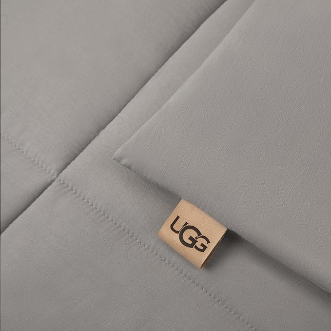 UGG Leonora Comforter Set with 2 Pillow Shams Lightweight Down Alternative Blanket Reversible Cozy Warm All Season Washable and Hypoallergenic Bedding Set, King, Light Grey