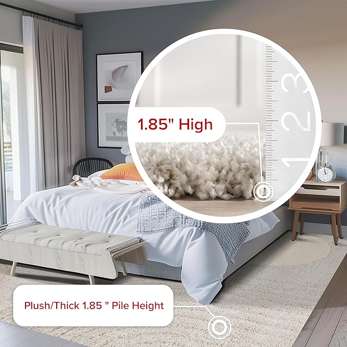 nuLOOM Gloria Abstract Shag Area Rug, 8' Round, Beige