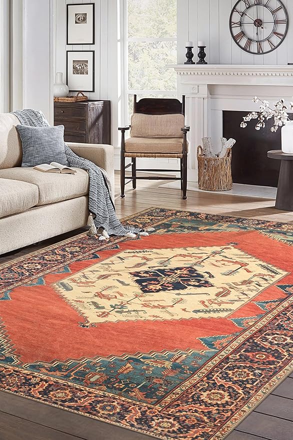 Keen Home Design 3x5 Rug - Machine Washable Entry Rug with Non-Slip Backing, Ideal for Enteryway, Kitchen, Bathroom, Laundry Room - Vintage, Easy Clean, Durable, Low Pile Rug - (3' x 5')