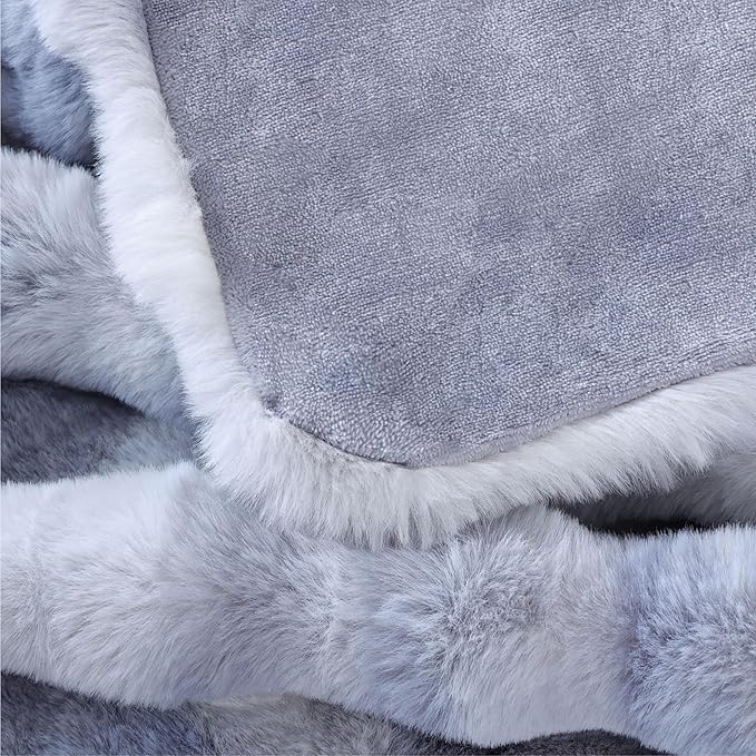 Faux Fur Thick Tie-dye Blue Fluffy Throw Blanket for Couch Bed 50x60 Fuzzy Soft Blanket for Adults Women Gift Home Living Room Decor 860 GSM