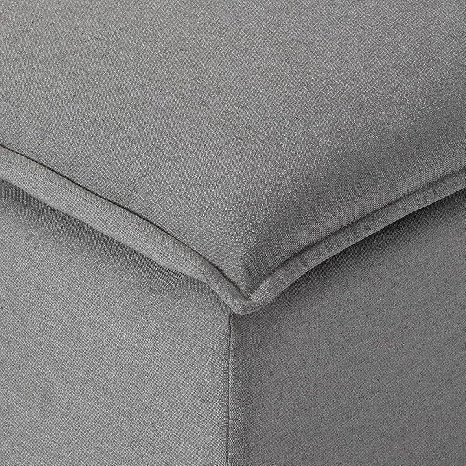 Maven Lane Claude Large Square Rustic Upholstered Ottoman, Cushioned Footrest for Living Room Couch, Chair, or Dorm Room in Slate Fabric Upholstery