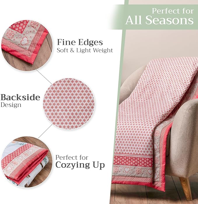 Maison d' Hermine Throw Blanket for Couch Lightweight Soft Warm Breathable Cotton Throw Blankets for Bed Girls Boys Women Men Gifts Sofa Travel Living Room Chair Bedding (50"x60", Rural Christmas)
