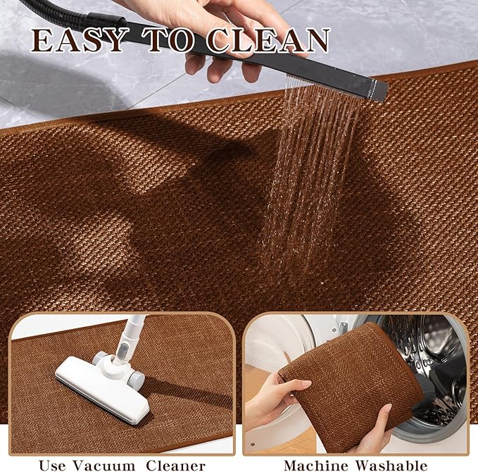 chakme Bathroom Rugs Mat U-Shaped 24x17, Ultra ThinNon Slip Bath Mat Small Quick Dry Absorbent Bath Matfor Bathroom Floor, Rust, U-24"x17"