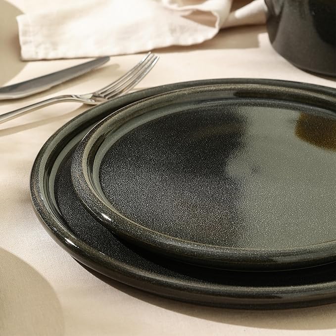 Stone Lain Eden 4-Piece Dinner Plate Set Stoneware, Charcoal Grey