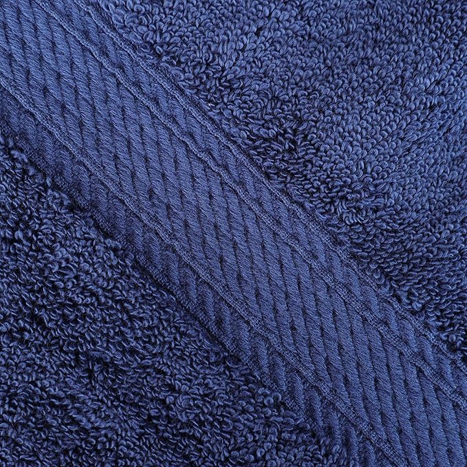 SUPERIOR Egyptian Cotton Pile Bath Towel Set of 4, Ultra Soft Luxury Towels, Thick Plush Essentials, Absorbent Heavyweight, Guest Bath, Hotel, Spa, Home Bathroom, Shower Basics, Navy Blue