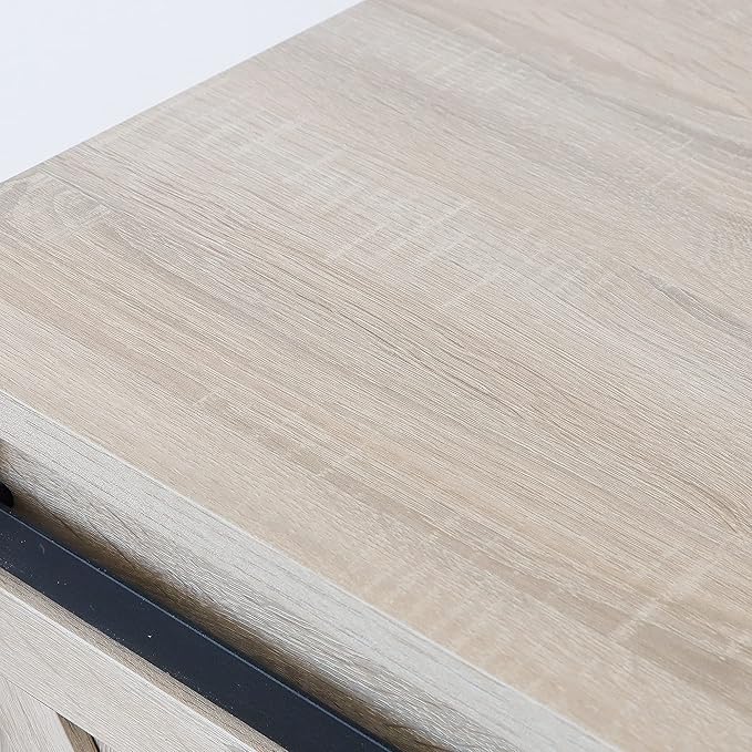 Rainbow Sophia TV Stand, Storage Cabinet with Sliding Barn Doors and Adjustable Shelves, Modern 28”H, White Oak