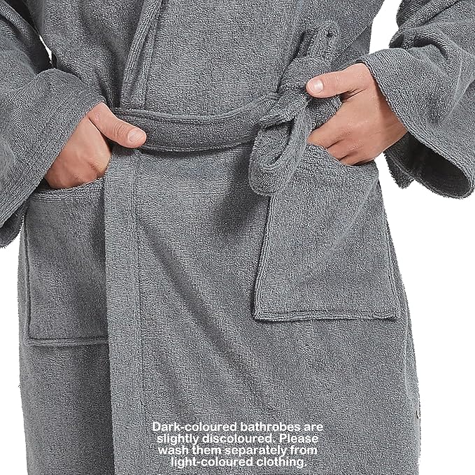 Mens Robe with Hood-Classic Terry Cloth Bathrobe for Men,Soft Knee Length Bathrobes