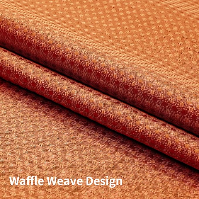 No Hook Shower Curtain with Snap in Fabric Liner, Waffle Weave Heavy Duty Thick Shower Curtains with Mesh Top Window, Hotel Style Waterproof Bathroom Curtain Set, 72 x 81 Inch, Burnt Orange
