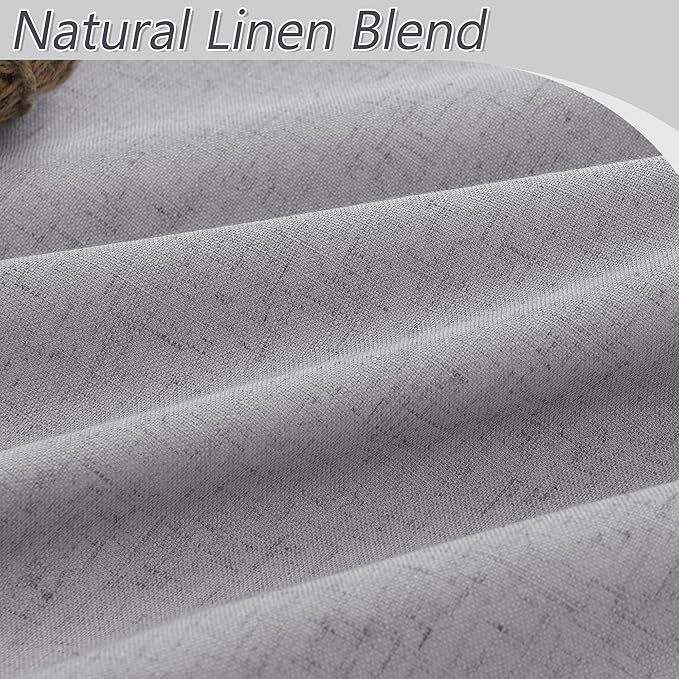 Guken Grey Linen Blackout Curtains 120 Inch Length 2 Panels Set for Living Room Bedroom Back Tab Thermal Insulated 100% Black Out Linen Drapes Room Darkening Window Curtains 120 Inches Long