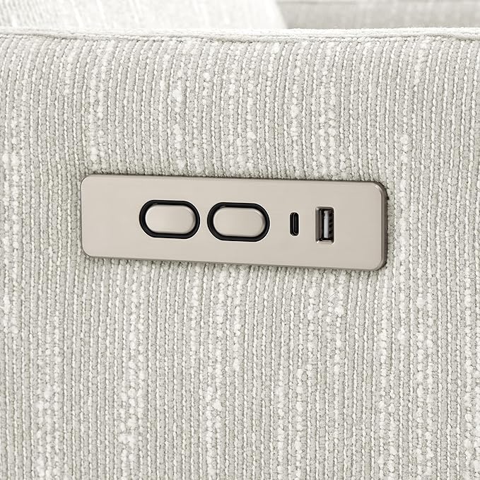 CHITA Swivel Accent Chair with Electric Footrests, FSC Certified Upholstered Living Room Sofa Chair with Power Motor, USB and Type-C Ports, Snow