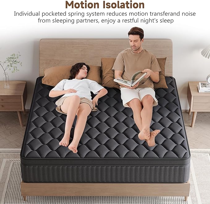 Twin Mattress, 14 Inch Twin Medium Firm Hybrid Mattress in a Box, Individual Pocket Spring for Pressure Relief & Motion Isolation, Reinforced Edge Support, CertiPUR-US Certified