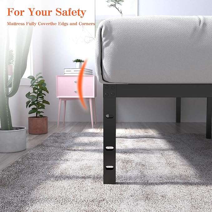 18 Inch Tall 3500lbs Heavy Duty Bed Frame Metal Platform/Maximum Storage/Mattress Foundation/Steel Slats Support/Noise Free/Box Spring Replacement,King