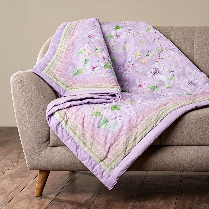 Maison d' Hermine Throw Blanket for Couch Lightweight Soft Warm Breathable Cotton Throw Blankets for Bed Girls Boys Women Men Gifts Sofa Travel Living Room Chair Bedding (60"x80", Magnolia Mornings)