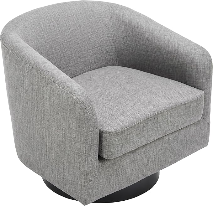 UIXE 360° Swivel Accent Chair, Fabric Barrel Club Chair Upholstered Armchair for Living Room, Round Arm Chair Bedroom Single Sofa Reading Seat - Flax Gray
