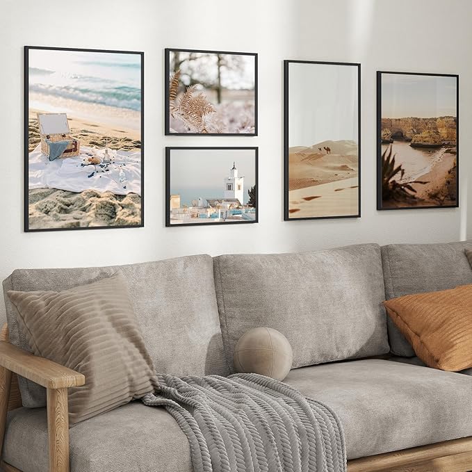 17x22 Metal Picture Frame - Black Aluminum Picture Frames with Real Glass, Wall Mounting Horizontally or Vertically, Diploma, Certificates and Decor for Wall Gallery 22x17 Frame, Black