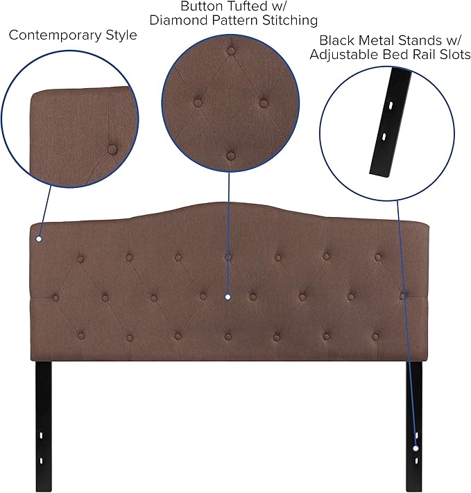 Flash Furniture Cambridge Tufted Upholstered Queen Size Headboard in Camel Fabric