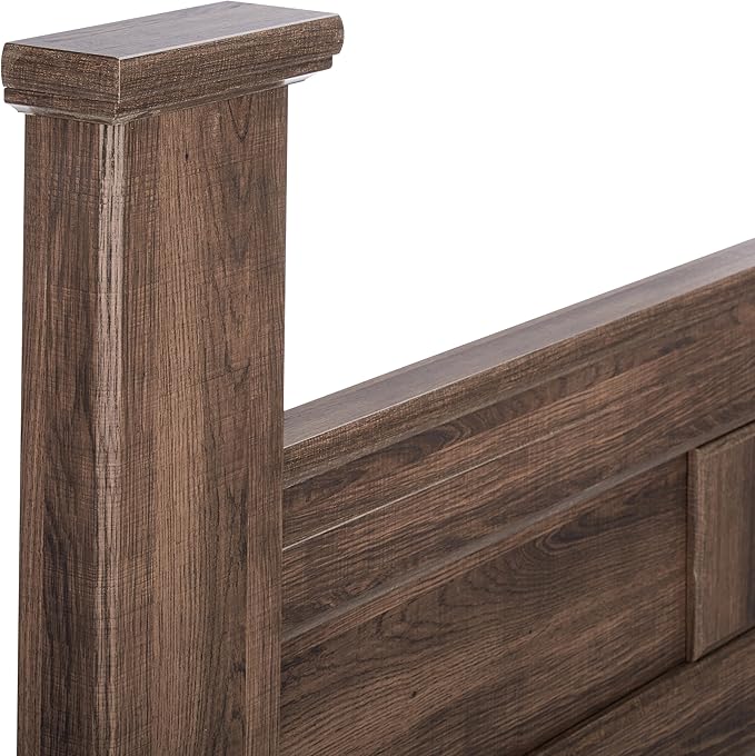 Signature Design by Ashley Juararo Rustic Poster Headboard ONLY, King/California, Weathered Brown