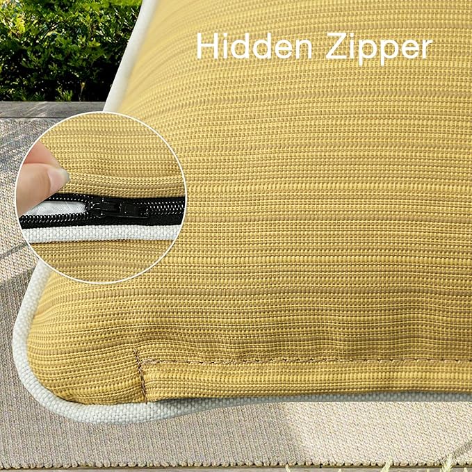 Decorative Outdoor Water Repellent Throw Pillows with Inserts, Set of 4, 20" x12" Pillows for Patio, Backyard, Bed, Couch, and Patio Furniture, Yellow Brown