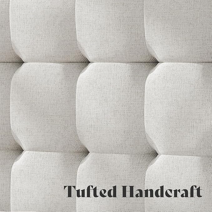 AMERLIFE Full Size Solid Wood Bed Frame with Tufted Headboard, Mid-Century Style, No Box Spring Required, Easy Assembly, Walnut