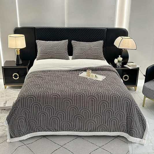 UKELER Sherpa Fleece Blanket 60 × 80 inch, Ultra Soft Twin Size Throw Blanket for All Season, Cozy Plush Arch Blankets for Bed Couch Sofa Office Camping, Dark Grey