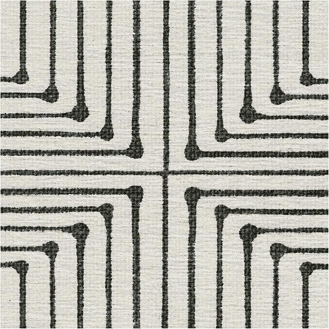RUGGABLE x Jonathan Adler Machine Washable Modern Runner Rug – Inkdrop Black & Ivory 2.5x12, Stain-Resistant, Non-Slip – Washable Rug for Hallway, Entryway, Living Room & Kitchen–with Standard Pad