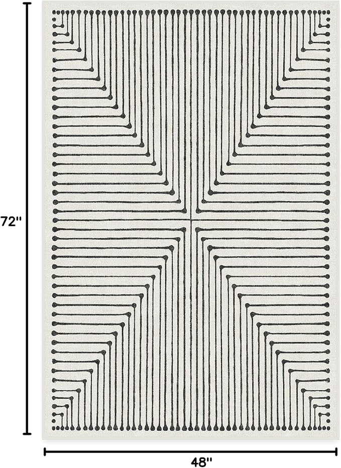 RUGGABLE x Jonathan Adler Machine Washable Modern Area Rug – Inkdrop Black & Ivory 4x6, Stain-Resistant, Non-Slip – Medium Rugs for Living Room, Bedroom, Hallway, Entryway & Office–with Cushioned Pad