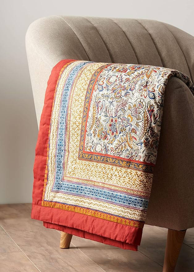 Maison d' Hermine Throw Blanket for Couch Lightweight Soft Warm Breathable Cotton Throw Blankets for Bed Girls Boys Women Men Gifts Sofa Travel Living Room Chair Bedding (60"x80", Jaipur)