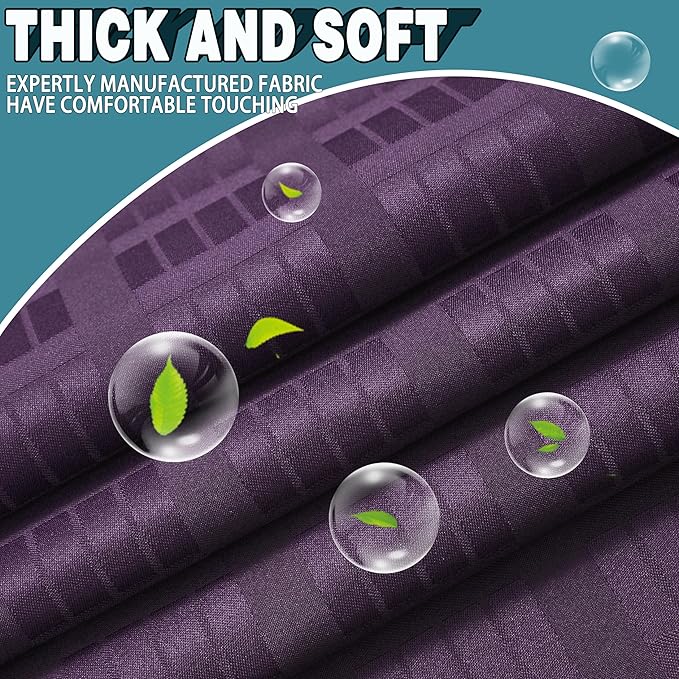Conbo Mio Stall No Hook Shower Curtain with Snap in Liner Set, Hotel Luxury Purple Shower Curtains for Bathroom with See Through Top Window, Waterproof, Washable 36W x 74H