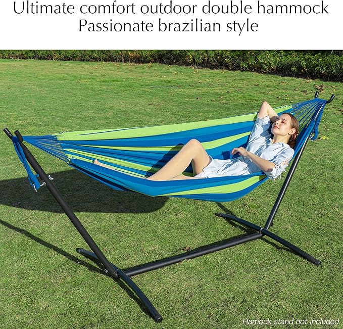PNAEUT Double Hammocks for Outside, Replacement Outdoor Tree Hammock for Indoor Patio Porch Garden (Blue, Medium)