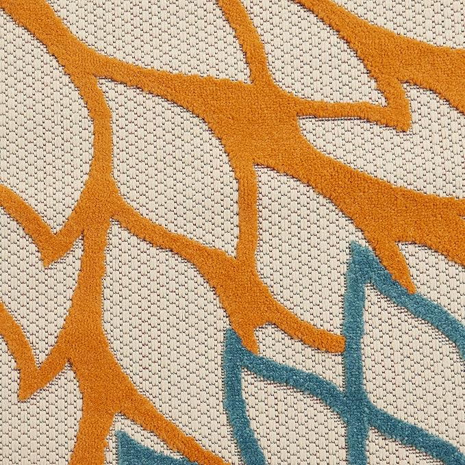 Nourison Aloha Indoor/Outdoor Green 3' x 5' Area Rug, Tropical, Botanical, Easy Cleaning, Non Shedding, Bed Room, Living Room, Dining Room, Deck, Backyard, Patio (3x5)