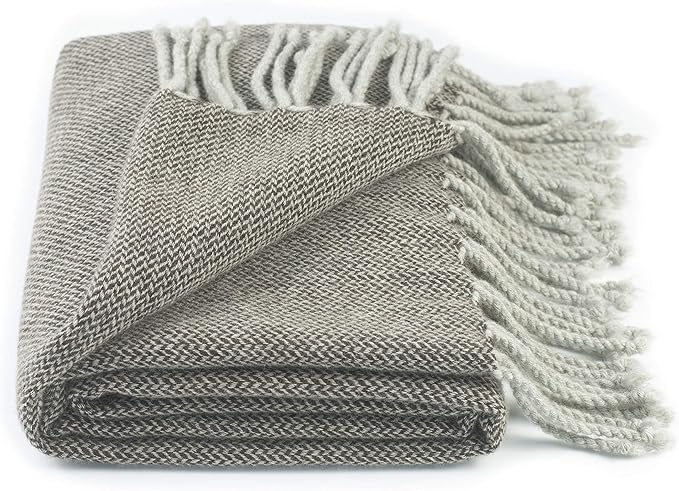 REALITY&FANTASY Wool Fringed Knee Throw Blanket for Couch Bed Outdoor Travel