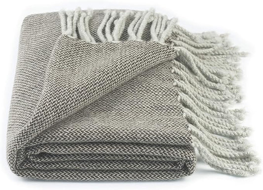 REALITY&FANTASY Wool Fringed Knee Throw Blanket for Couch Bed Outdoor Travel