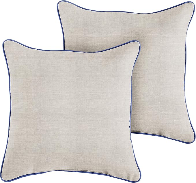 Sorra Home x Sunbrella Indoor/Outdoor Corded Pillows, 22" x 22", Cast Silver