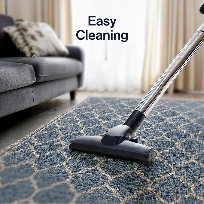 Eyely BMS109D-8TGN Trebol Moroccan Trellis Textured Weave Navy/Gray 8' Octagon Indoor/Outdoor Area Rug, Navy/Gray, 8' Octagon, Indoor/Outdoor, Area Rug